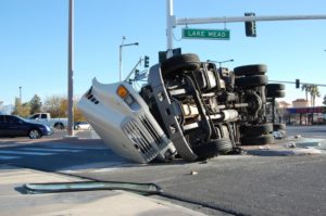 rolled over semi-truck in Seattle