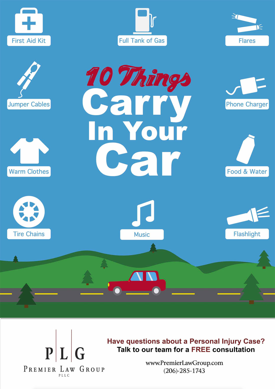 Premier Law Group Team shares 10 things you should carry in your car
